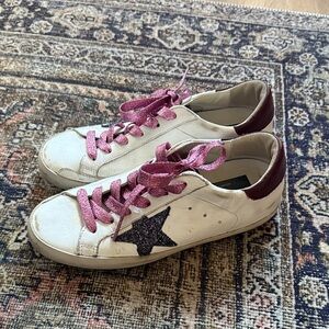 Golden goose White Sneakers with Pink Laces and glitter Star size 38